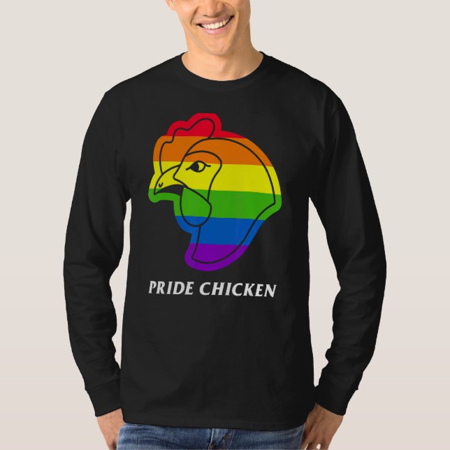 Camiseta Pollo de orgullo Lgbt Pun Fried Rainbow Flag Búfal (Anverso)