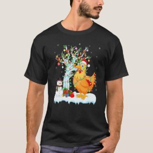 Camiseta Pollo de pájaro de Navidad iluminando el pollo de