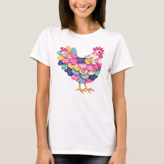 Camiseta Pollo de Parche Floral para Madres de Pollos