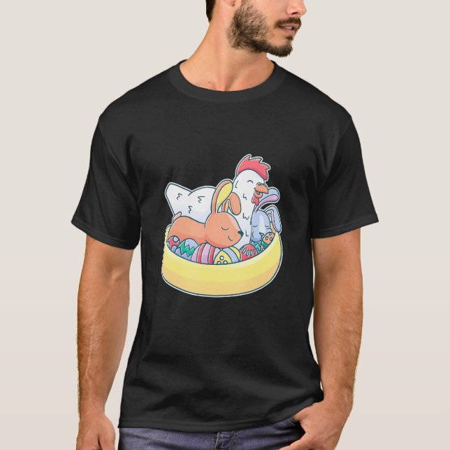 Camiseta Pollo de Pascua Bunny Ears Cesta Granja de huevos (Anverso)