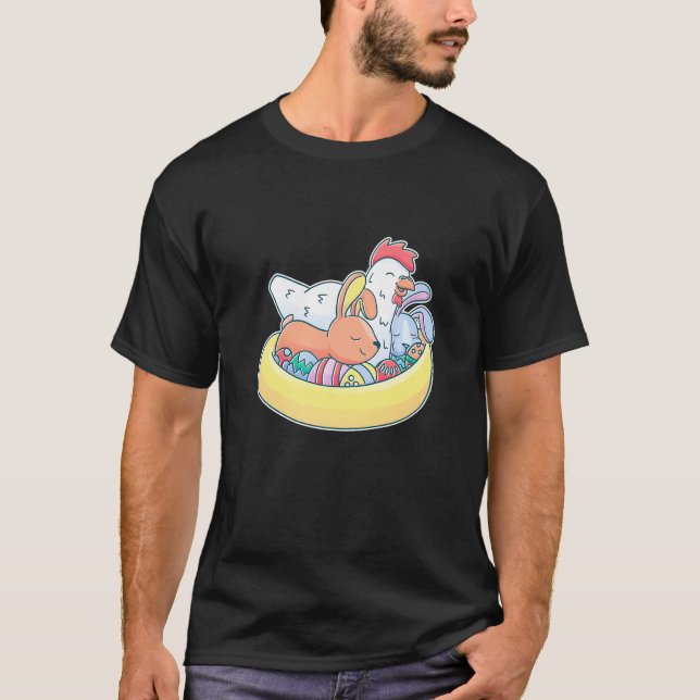 Camiseta Pollo De Pascua Divertido Y Tachos De Conejo Para  (Anverso)