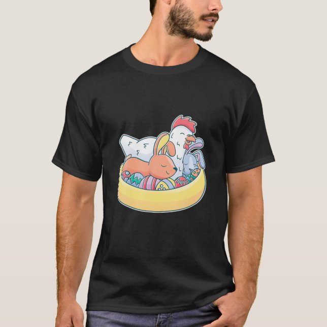 Camiseta Pollo De Pascua Divertido Y Té De Conejo Para Chic (Anverso)
