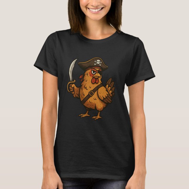 Camiseta Pollo Disfrazado De Pirata Funny Chicken Hallowee (Anverso)