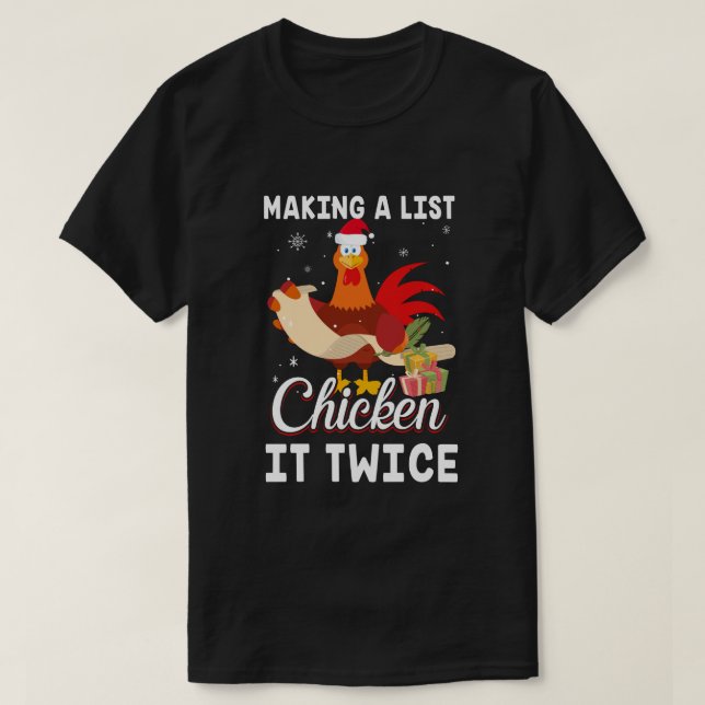 Camiseta Pollo dos veces graciosos Navidades de pollo (Diseño del anverso)