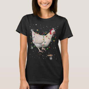 Camiseta Pollo en árbol de Navidad enciende divertida galli