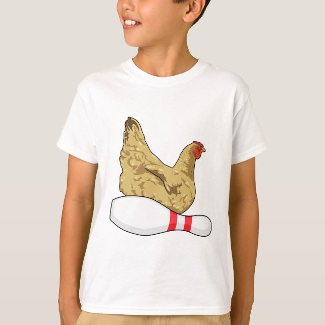 Camiseta Pollo en el Bowling con vástago (Anverso)
