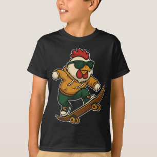 Camiseta Pollo en monopatín montando monopatín patinador po