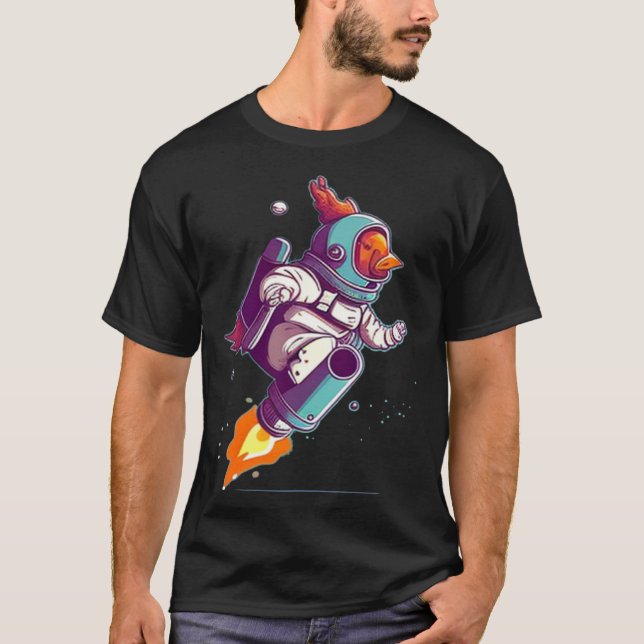 Camiseta Pollo Espacial con Traje Espacial (Anverso)