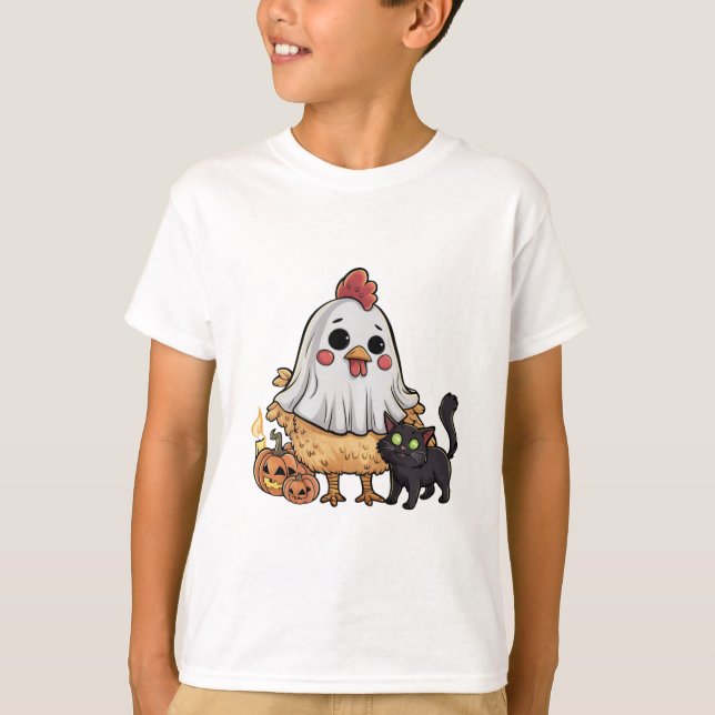 Camiseta Pollo fantasma #2 Arte digital de Halloween (Anverso)