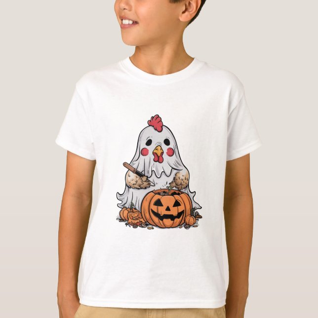 Camiseta Pollo fantasma de Halloween #9 Arte digital (Anverso)