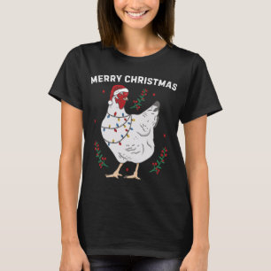 Camiseta Pollo Feliz Navidad Gracioso Santa Hat Chicken Li