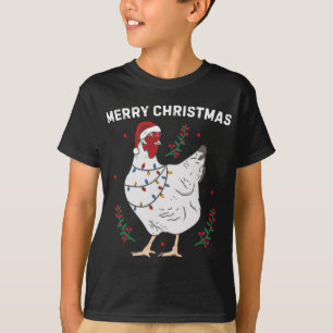 Camiseta Pollo Feliz Navidad Gracioso Santa Hat Chicken Li