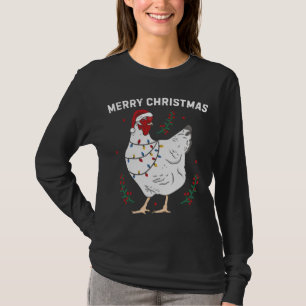 Camiseta Pollo Feliz Navidad Gracioso Santa Hat Chicken Li
