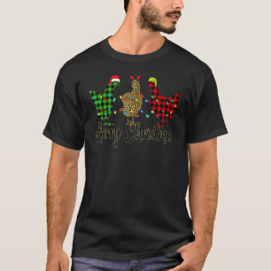 Camiseta Pollo Feliz Navidad Red Green Plaid Leopard Pa