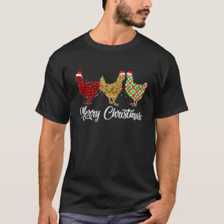 Camiseta Pollo Feliz Navidad Rojo Verde Cuadros Leopardo Pa