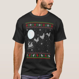 Camiseta Pollo feo de Navidad Santa montando reno Pollo