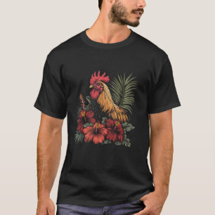 Camiseta Pollo Flores Hawaianas Gallo Kauai Hawái Vint