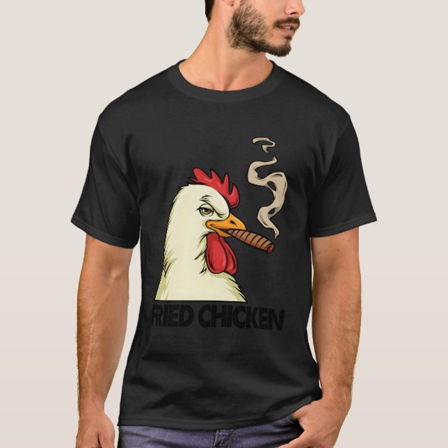 Camiseta Pollo frito de pollo humeante blanco (Anverso)