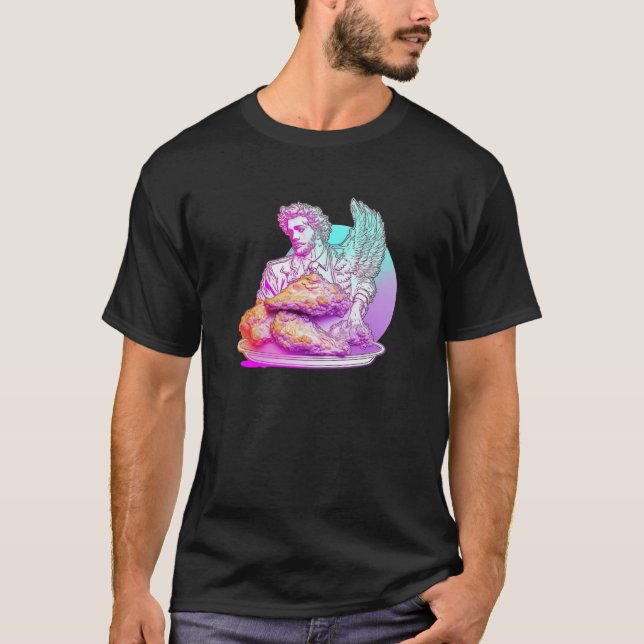Camiseta Pollo frito estilo vaporwave estético (Anverso)