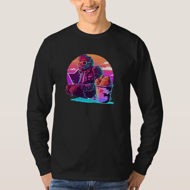 Camiseta Pollo Frito Synthwave Estética 80s Retrowave (Anverso)