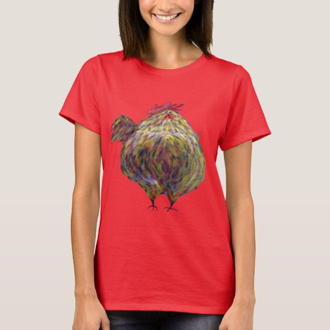 Camiseta Pollo gordo con Beret quiere ir a la Provenza (Anverso)