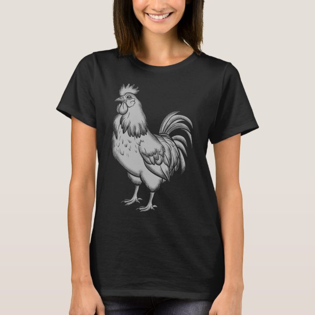 Camiseta Pollo Gris, Grifo, Gallo  (Anverso)
