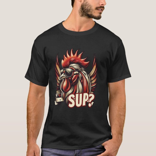 Camiseta Pollo Guapo Gallo con Gafas de Sol Sup (Anverso)