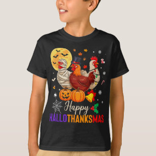 Camiseta Pollo Halloween Día de Acción de Gracias Xmas Feli
