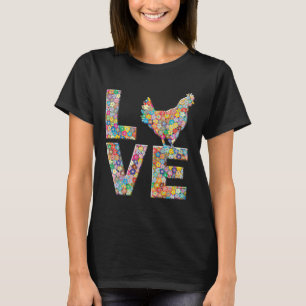 Camiseta Pollo Hen Love Flores Huevos de pollo