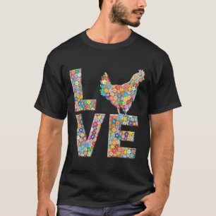 Camiseta Pollo Hen Love Flores Huevos de pollo