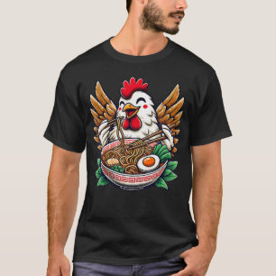 Camiseta Pollo Kawaii Comiendo Fideos Ramen