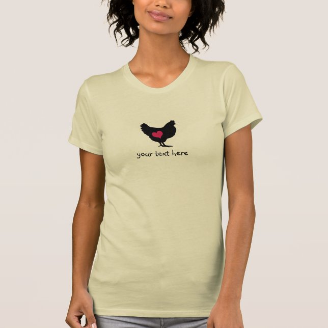 Camiseta Pollo lindo con el corazón rosado (Anverso)