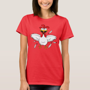 Camiseta Pollo loco divertido del dibujo animado de la