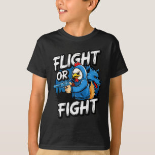 Camiseta Pollo Matón Enojado Vuelo O Respuesta De Lucha Div