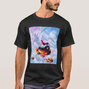 Camiseta Pollo montando gacela sobre nubes y waffles