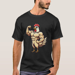 Camiseta Pollo Musculoso Powerlifting Levantamiento de Pesa