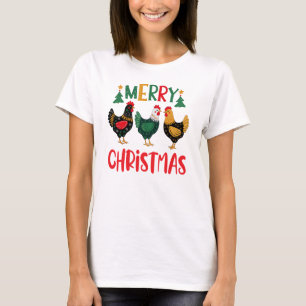 Camiseta Pollo navideño divertido, pollos de granja diverti