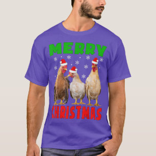 Camiseta Pollo navideño en Santa Hat Chickens