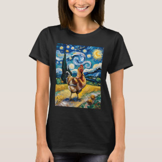 Camiseta Pollo Noche Estrellada Estilo Van Gogh Granja de G