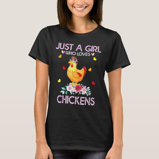Camiseta Pollo Para Mujeres Una Chica Que Ama Las Pollos (Anverso)