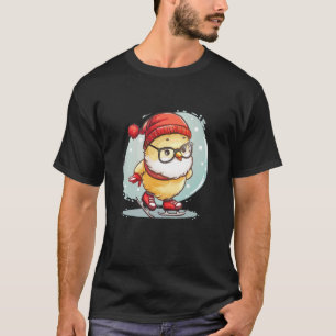 Camiseta Pollo patinando con barba para amantes del inviern