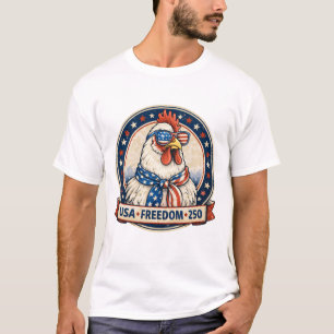 Camiseta Pollo Patriótico USA Freedom 250 Cuatro De Julio