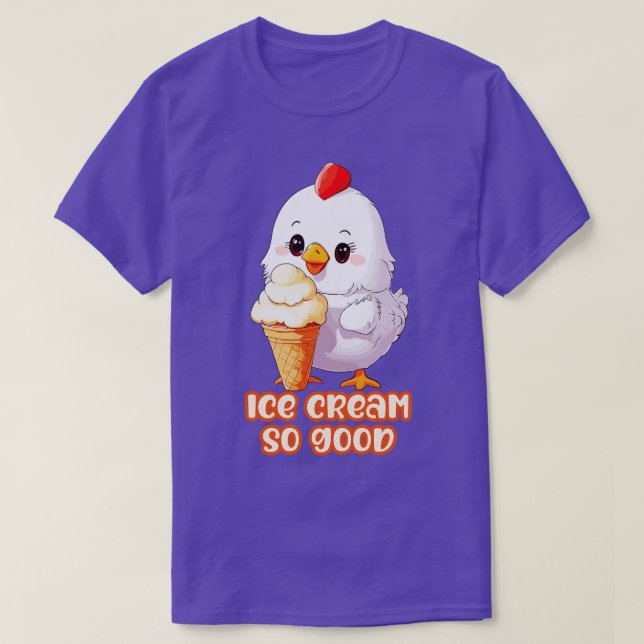 Camiseta pollo pequeño comiendo helado (Diseño del anverso)