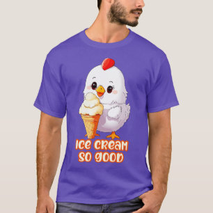 Camiseta pollo pequeño comiendo helado