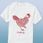 Camiseta Pollo personalizado<br><div class="desc">Un diseño de gallina para los amantes del pollo y de las aves,  los granjeros,  los pequeños criadores y los susurros de pollo. Arte original de Nic Squirrell. Cambie el nombre o el texto a personalizar.</div>