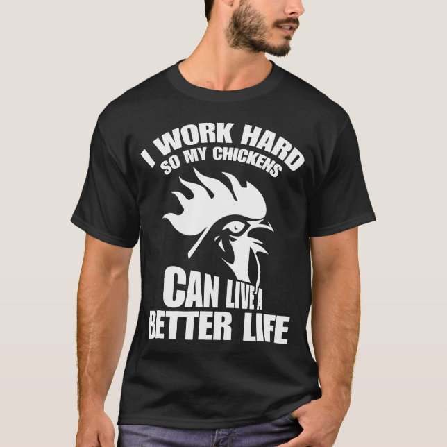 Camiseta Pollo que trabajo duro (Anverso)