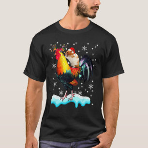 Camiseta Pollo Reno de Santa Hámster montando Pollo Navidad