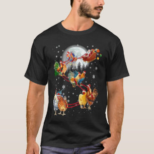 Camiseta Pollo Reno Navidad Trineo Pollo Navidad Nieve