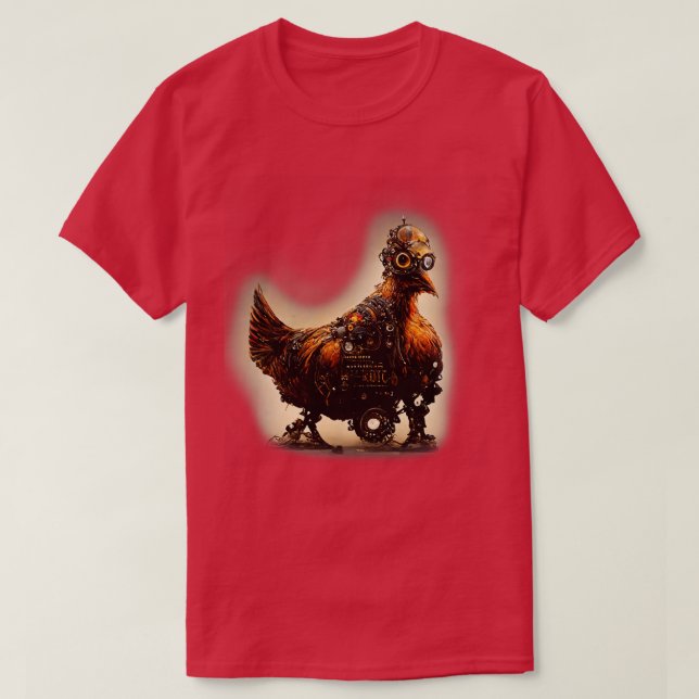 Camiseta Pollo Robótico Steampunk (Diseño del anverso)