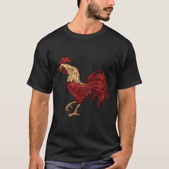 Camiseta Pollo Rojo de Rooster (Anverso)